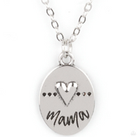 "They Call Me Mama" Dainty Silver Chain That Says "MAMA" With A Heart Accent Necklace Set