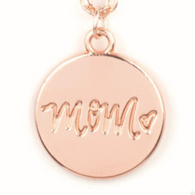 "The Cool Mom" Rose Gold Metal Chain MOM with Heart Pendant Necklace Set