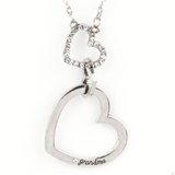 "Grandma Glow" Silver Metal with Two Interlocking Hearts GRANDMA Necklace Set