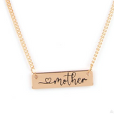 "Joy of Motherhood" Gold Chain HEART MOTHER Bar Necklace Set