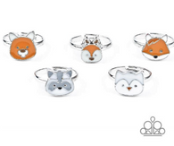" STARLET SHIMMER " KIDS Wildlife Animal Rings Multi Shape Set of 5