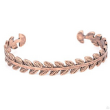 "Laurel Groves" Copper Metal With Pairs of Leaf Design Cuff Bracelet