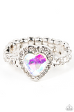 "Romantic Reputation" Silver Metal & Iridescent Rhinestone Heart Dainty Ring