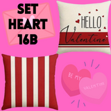 18X18 Sets of 2 Valentine's Day Throw Pillow Covers (*No Inserts) Canvas Feel Set Heart 16A or 16B