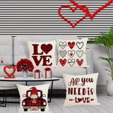 18X18 Sets of 2 Valentine's Day Throw Pillow Covers (*No Inserts) Canvas Feel Set Heart 12A or 12B