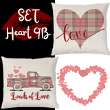 18X18 Sets of 2 Valentine's Day Throw Pillows Covers (*No Inserts) Canvas Feel Set Heart 9A or 9B