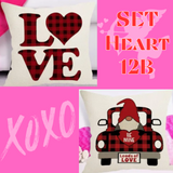 18X18 Sets of 2 Valentine's Day Throw Pillow Covers (*No Inserts) Canvas Feel Set Heart 12A or 12B