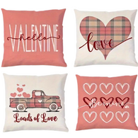 18X18 Sets of 2 Valentine's Day Throw Pillows Covers (*No Inserts) Canvas Feel Set Heart 9A or 9B