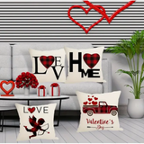 18X18 Sets of 2 Valentine's Day Throw Pillow Covers (*No Inserts) Canvas Feel Set Heart 4A or 4B