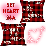 18X18 Sets of 2 Valentine's Day Throw Pillow Covers (*No Inserts) Canvas Feel Set Heart 26A or 26B