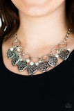 "Very Valentine" Silver Hearts & WHITE Pearls Stunning Necklace Set