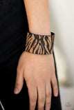 " Zebra Zone " Cork Tan & Black Zebra Print Cuff Bracelet