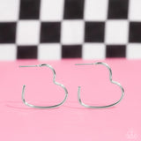 "Burnished Beau" Silver Metal Simple Heart Hoop Earrings