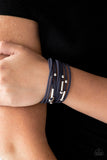 Paparazzi " Back to Backpacker " Navy Blue Corded Suede & Silver Accent Clasp Bracelet