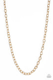 Paparazzi " Courtside Seats " Men's Gold Classic Etched Cable Chain Link Necklace