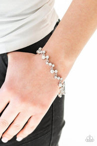 "Starlit Stunner" Silver Metal Clear/White Rhinestone Zig Zag Clasp Bracelet