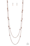 " Ultrawealthy " Copper Pearly & Copper Beaded Station Necklace Set