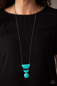 "Desert Mason" Brass Metal Blue Crackle Turquoise Necklace Set