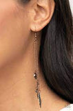 "Chiming Leaflets" Copper Metal & Opal Rhinestone Leaf Tassel Like Earrings