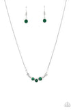 "Sparkling Stargazer" Silver Metal Three Green Rhinestone Dainty Necklace Set