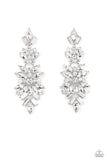 Paparazzi " Frozen Fairytale " Silver Metal & White/Clear Rhinestone Hinged Bling Earrings