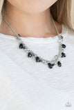 Paparazzi " Courageously Catwalk " Silver Metal Black & Smoky Beads Necklace Set