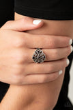 Paparazzi "One Daisy Daisy at a Time" Silver Filigree & Purple Rhinestone Elastic Back Ring