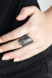 Paparazzi " Made that Sway " Black Metal High Polish Wavy Elastic Back Ring