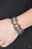 Paparazzi " Casual Connoisseur " Black Metal Textured Large Fancy Link Clasp Bracelet