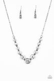 "Leading Socialite" Gunmetal Clear/White Graduated Rhinestone Necklace Set