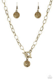 "So Sorority" Brass Metal & Aurum Rhinestone Teardrop Toggle Necklace Set