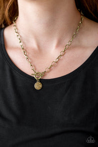 "So Sorority" Brass Metal & Aurum Rhinestone Teardrop Toggle Necklace Set