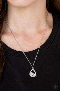 " Serene Spring Showers " Silver Metal Dainty Pink Floral Necklace Set