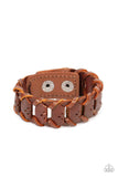 Paparazzi " Knocked For A Loop " Men's Brown Leather Laced & Looped Snap Bracelet