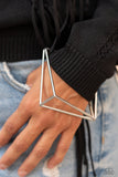 "In Another Dimension" Silver Metal Square Geometric Fashion Fix Bangle