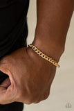 Paparazzi " Halftime " Men's Gold Metal Beveled Cable Link Clasp Bracelet