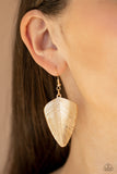 Paparazzi " One of the Flock " Gold Metal Textured Feather Dangle Earrings