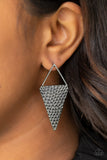 Paparazzi " Have a Bite " Black Metal Double Triangle Hammered Post Earrings