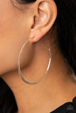 Paparazzi " Don't Lose Your Edge " Silver Metal Flattened Thin Hoop Earrings