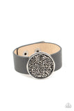 "Stellar Escape" Silver & Hematite LEATHER Snap Band Bracelet