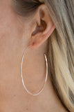 Paparazzi " Don't Lose Your Edge " Rose Gold Metal Flattened Thin Hoop Earrings