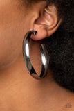 "Kick 'Em to the Curve" Black Bold High Polished Hoop Earrings