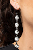 " Trinkle Down Twinkle" Black Metal & Clear/White Rhinestone Tassel Earrings