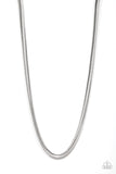 Paparazzi " Kingpin " Men's Sleek Silver Herringbone Chain Link Necklace