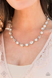 "Go-Getter Gleam" Silver Metal Clear/White Rhinestone Station Necklace Set