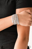 Paparazzi " Back to Backpacker " Silver & Gray Leather Suede Multi Cord Bracelet