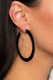 Paparazzi " The Inside Track " Black Metal Flat Bold High Polished Hoop Earrings