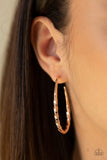 Paparazzi " Twisted Tango " Rose Gold Metal Twisted Hoop Earrings