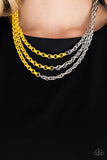 "Turn Up the Volume" Half Silver Metal & Half Yellow Metal Necklace Set