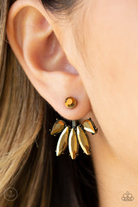 "Stunningly Striking" Brass Marquise Cut Aurum Ear Jacket Earrings